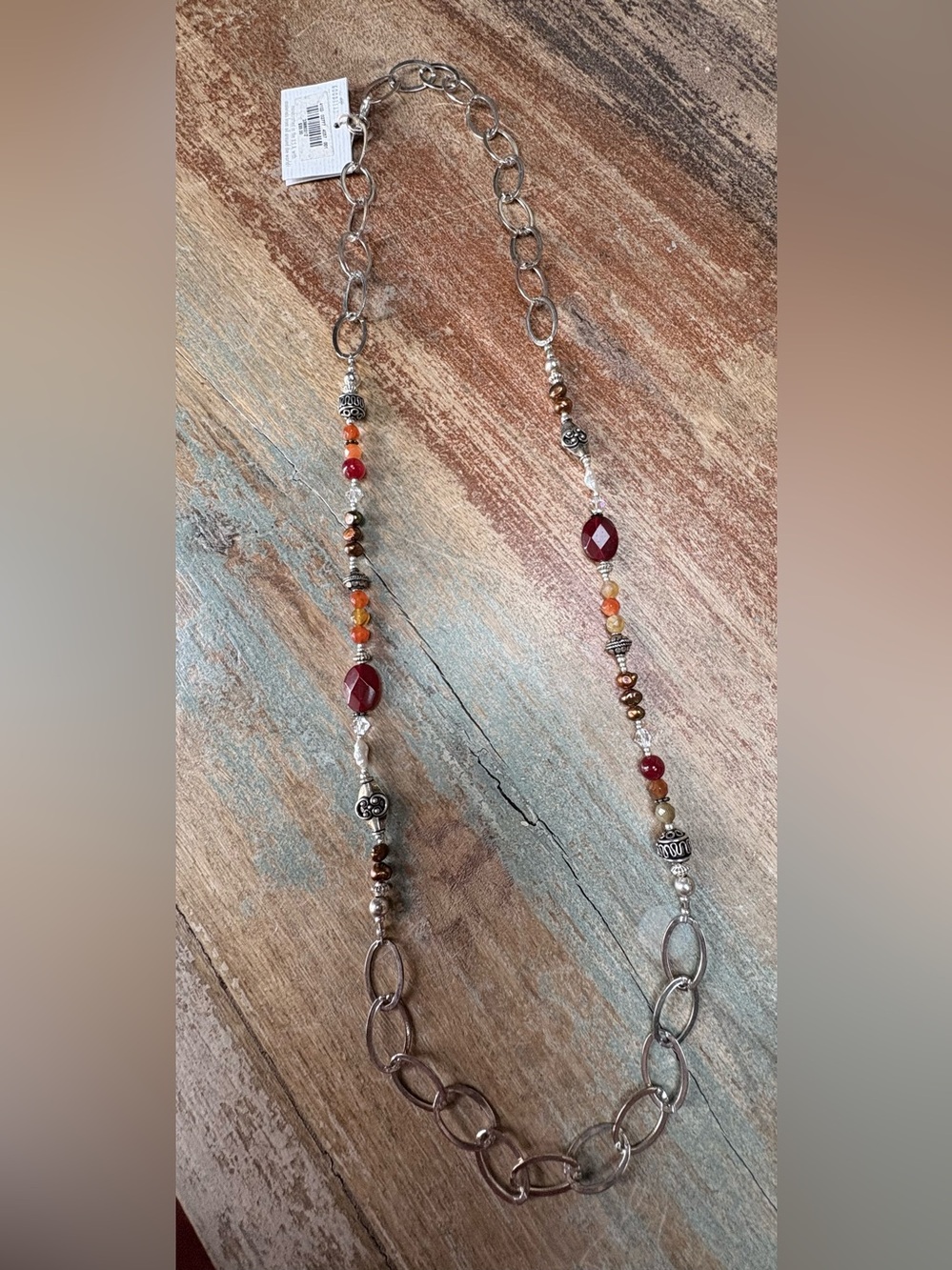 GoodBead Handcrafted Red and Orange Beaded Women's Necklace -